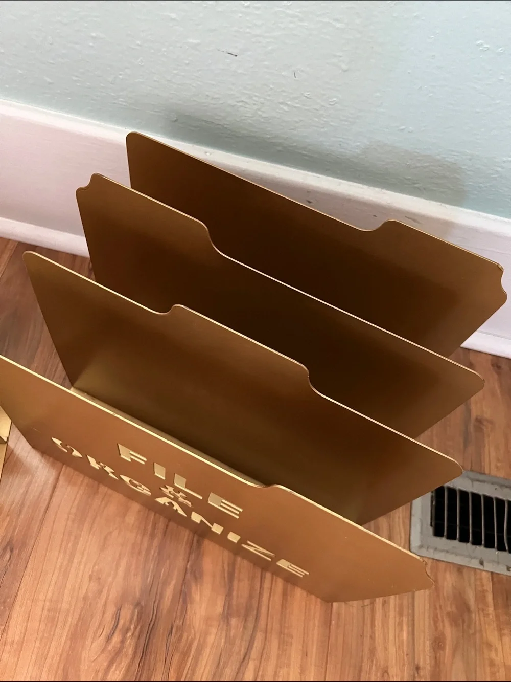 Cost Plus World Market Gold Metal File & Letters Desktop Organizers - Set of 2